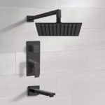 Remer TSF62 Matte Black Tub and Shower Faucet Set With Rain Shower Head
